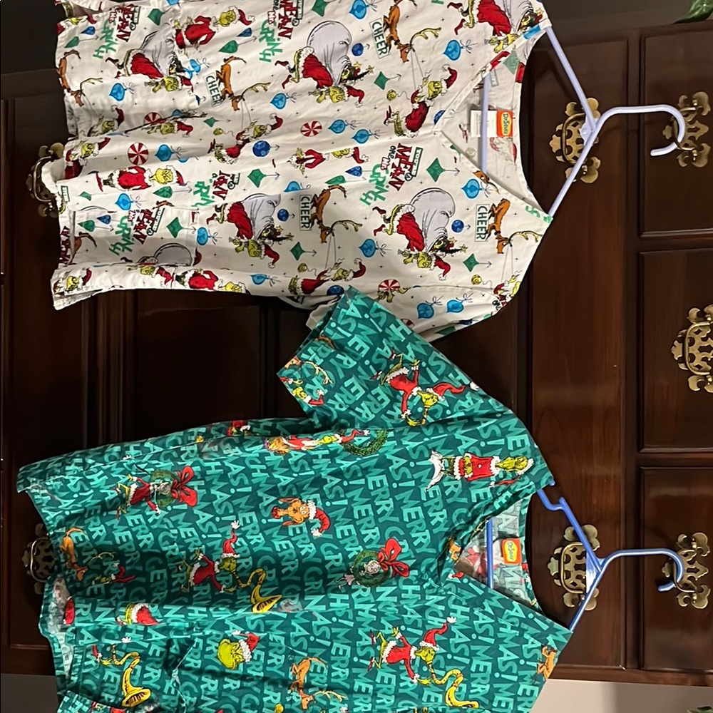 Dr. Seuss Christmas themed scrub tops - Green and White